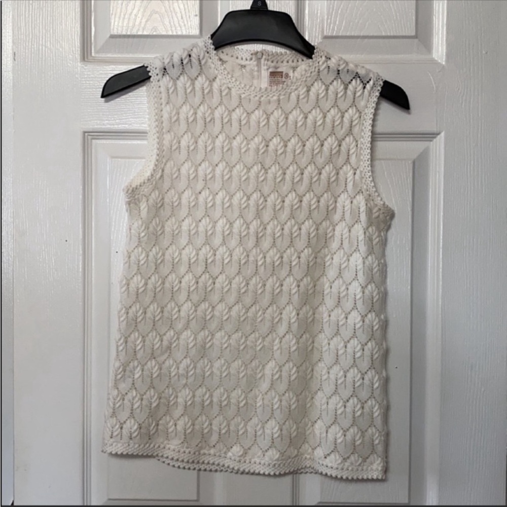 VTG 60s Montgomery Ward White Crochet Shell Tank Top